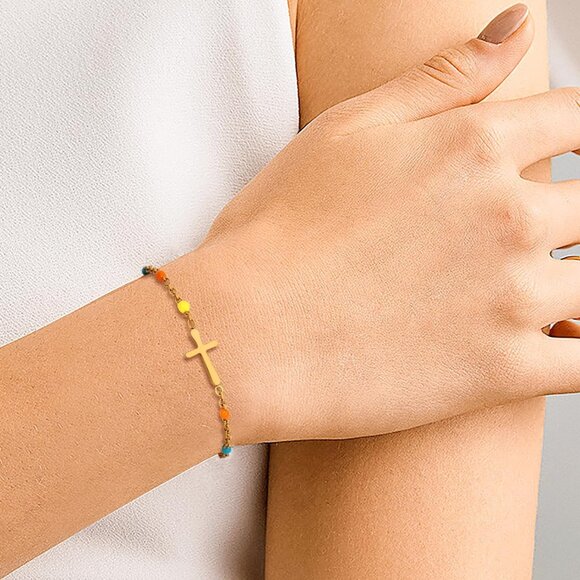 Elegant Christian Cross Bracelet with Inspirational Card - 6.5 to 8.5 Inches - Picture 4 of 7